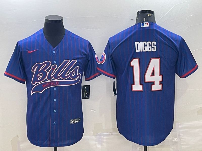 Men Buffalo Bills #14 Diggs Blue Stripe 2022 Nike Co branded NFL Jerseys